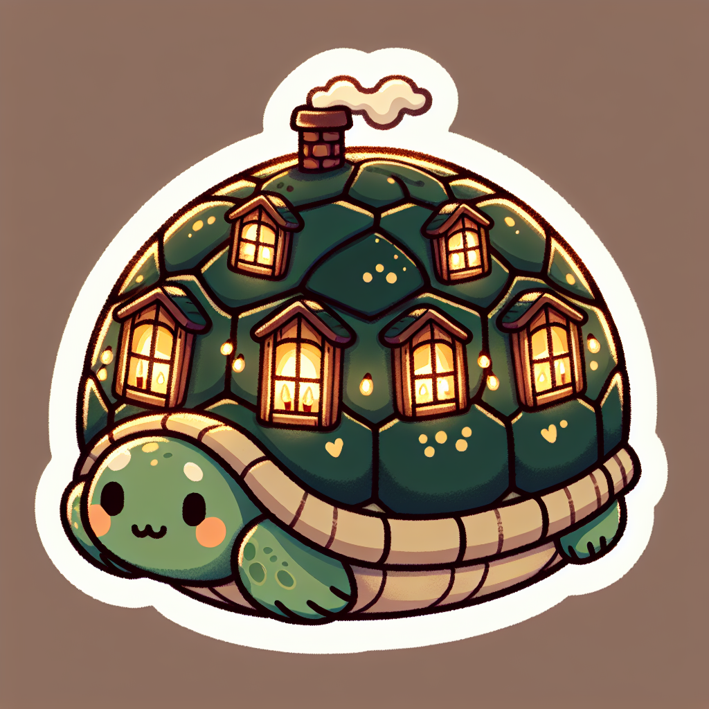 sticker-A turtle whose shell is designed like a cozy little house-cute stickers-1733095570100